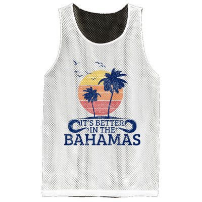Bahamas Vintage Beach Palm Trees Sunset Vacation Souvenir Mesh Reversible Basketball Jersey Tank