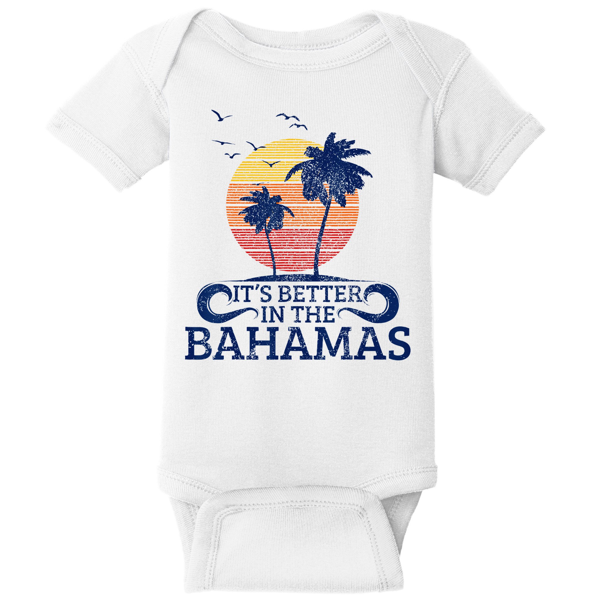 Bahamas Vintage Beach Palm Trees Sunset Vacation Souvenir Baby Bodysuit