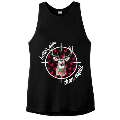 Boy Valentines Bucked Better Aim Than Cupid Deer Hunting Ladies PosiCharge Tri-Blend Wicking Tank