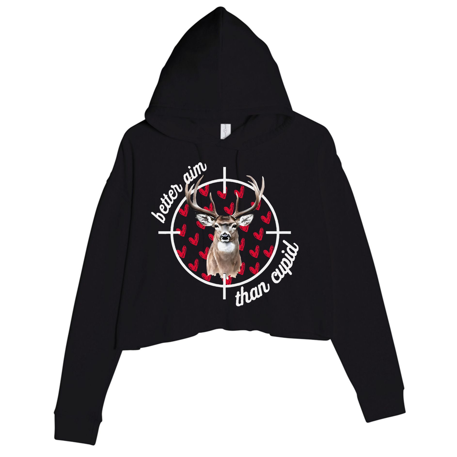Boy Valentines Bucked Better Aim Than Cupid Deer Hunting Crop Fleece Hoodie
