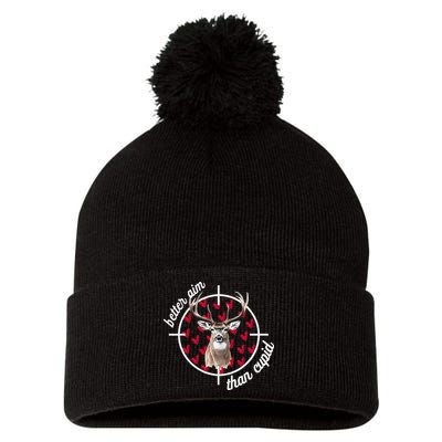 Boy Valentines Bucked Better Aim Than Cupid Deer Hunting Pom Pom 12in Knit Beanie
