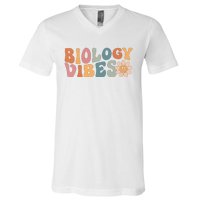 Biology Vibes Biology Teacher Student First Day Of School V-Neck T-Shirt