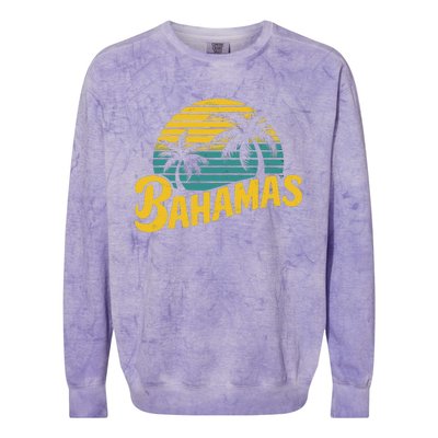 Bahamas Vacation Beach Palm Retro Tropical Colorblast Crewneck Sweatshirt