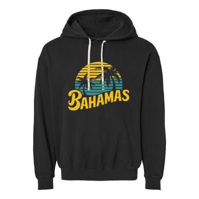 Bahamas Vacation Beach Palm Retro Tropical Garment-Dyed Fleece Hoodie