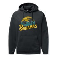 Bahamas Vacation Beach Palm Retro Tropical Performance Fleece Hoodie