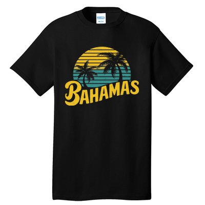 Bahamas Vacation Beach Palm Retro Tropical Tall T-Shirt