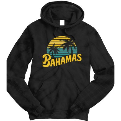 Bahamas Vacation Beach Palm Retro Tropical Tie Dye Hoodie