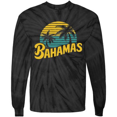 Bahamas Vacation Beach Palm Retro Tropical Tie-Dye Long Sleeve Shirt