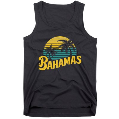 Bahamas Vacation Beach Palm Retro Tropical Tank Top