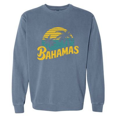 Bahamas Vacation Beach Palm Retro Tropical Garment-Dyed Sweatshirt