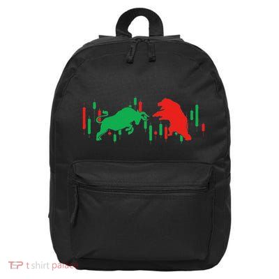 Bull Vs Bear Stock Market Investor Wall Street 16 in Basic Backpack