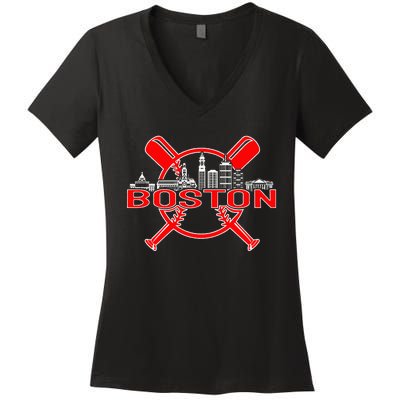 Boston Vintage Baseball Women's V-Neck T-Shirt