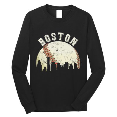 Boston Vintage Baseball Distressed Long Sleeve Shirt