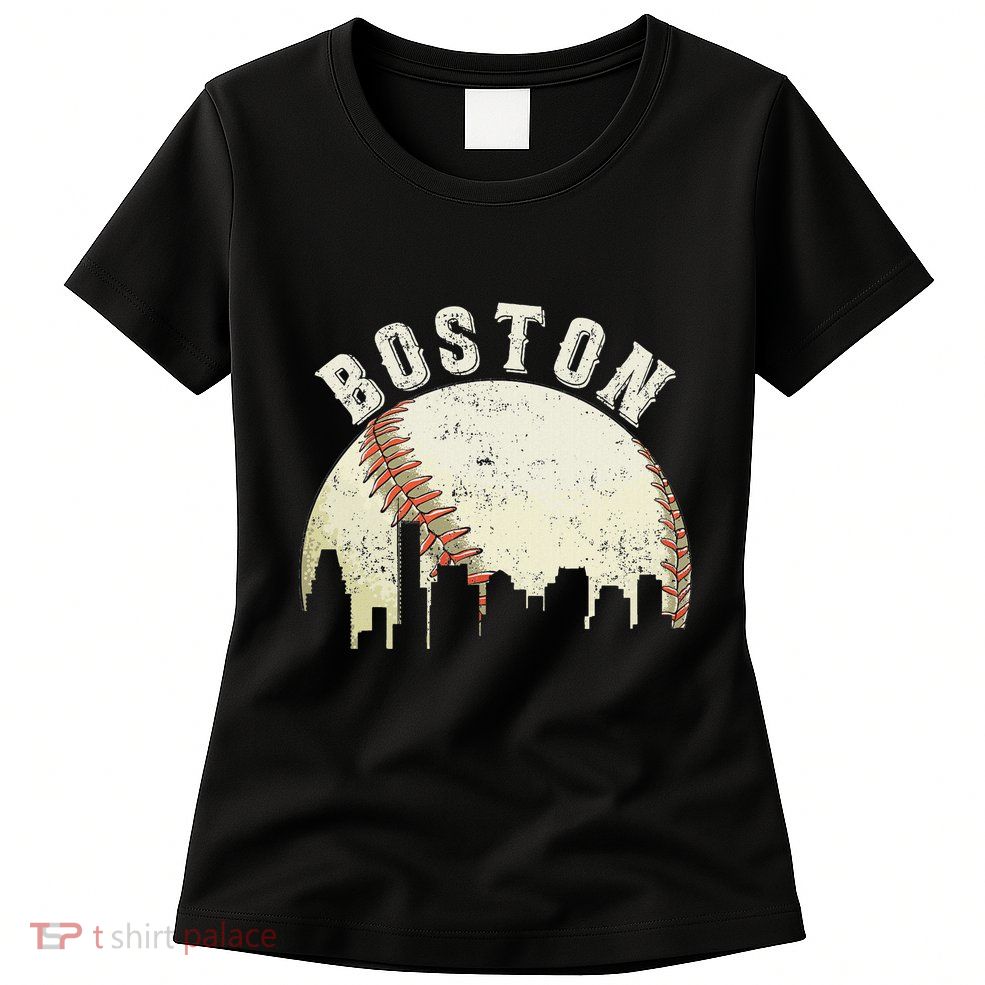 Boston Vintage Baseball Distressed Womens T-Shirt