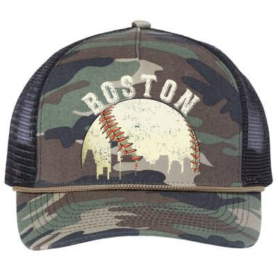 Boston Vintage Baseball Distressed Retro Retro Rope Trucker Hat Cap