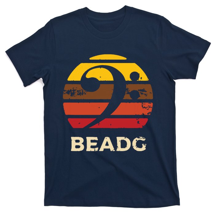 BEADG Vintage Bass Clef Sunset Bassist 5 String Player Gifts T-Shirt