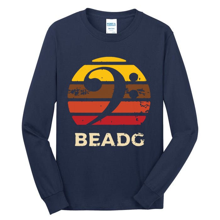 BEADG Vintage Bass Clef Sunset Bassist 5 String Player Gifts Tall Long Sleeve T-Shirt