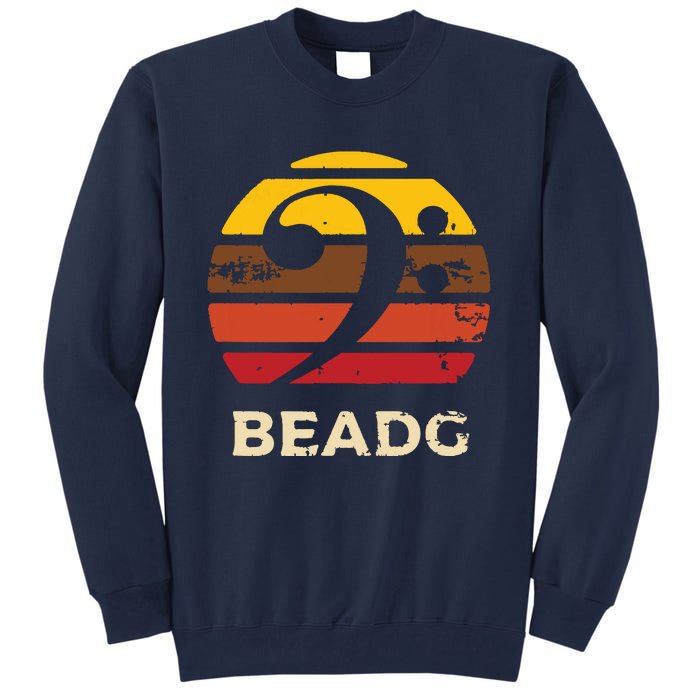 BEADG Vintage Bass Clef Sunset Bassist 5 String Player Gifts Tall Sweatshirt