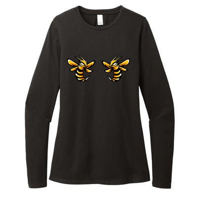 Boobies Vs Boob Bees And Boobees Vs Boo Bees Gift Womens CVC Long Sleeve Shirt