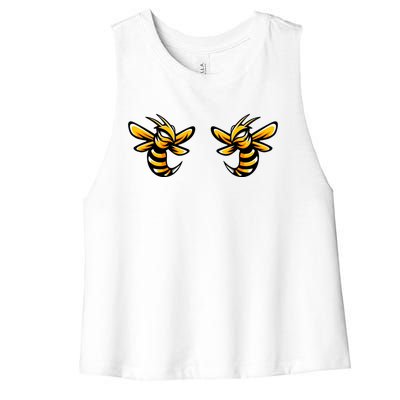 Boobies Vs Boob Bees And Boobees Vs Boo Bees Gift Women's Racerback Cropped Tank