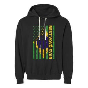 Best Vovô Brazil American Flag Garment-Dyed Fleece Hoodie