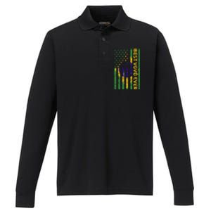 Best Vovô Brazil American Flag Performance Long Sleeve Polo