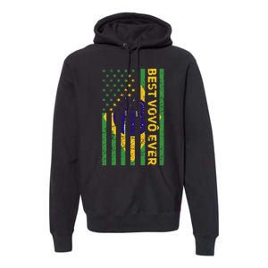 Best Vovô Brazil American Flag Premium Hoodie