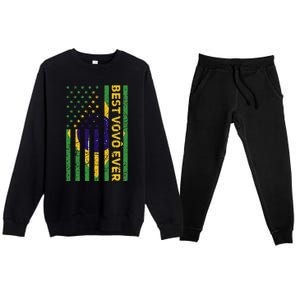 Best Vovô Brazil American Flag Premium Crewneck Sweatsuit Set