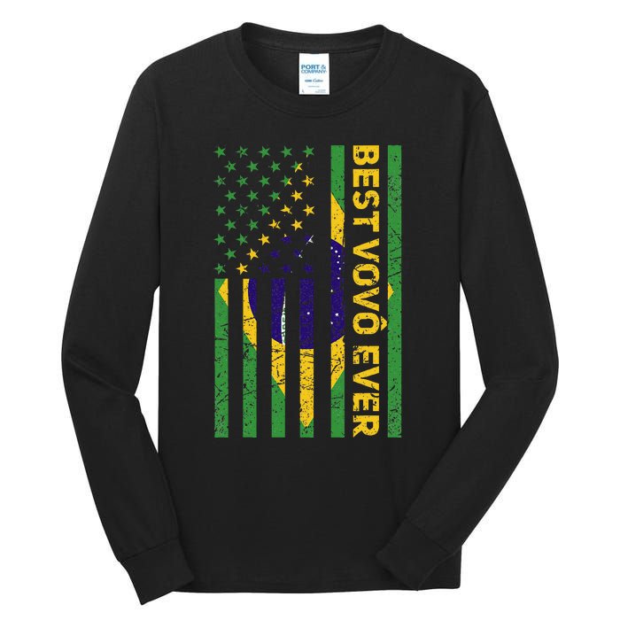 Best Vovô Brazil American Flag Tall Long Sleeve T-Shirt