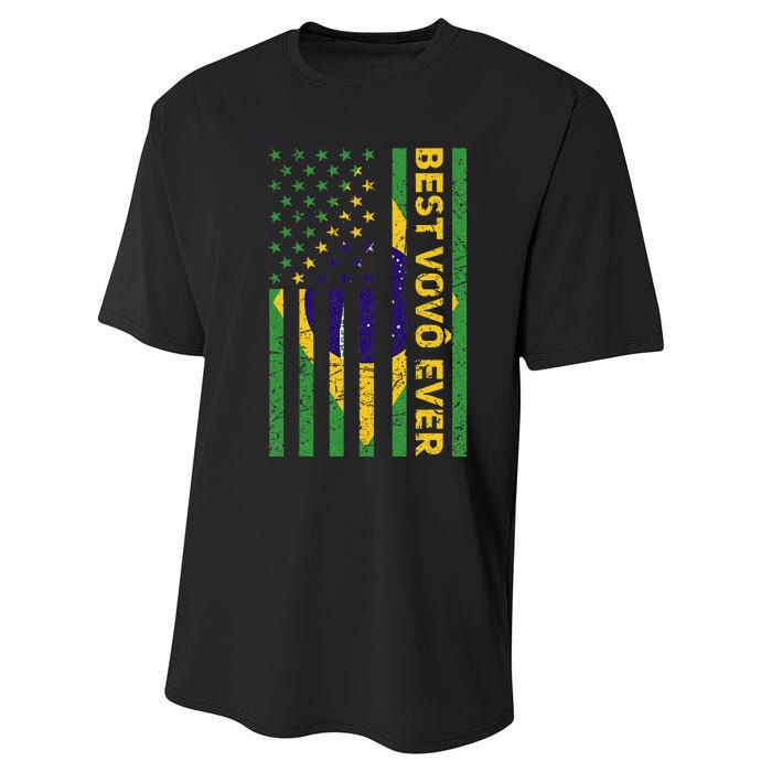 Best Vovô Brazil American Flag Performance Sprint T-Shirt