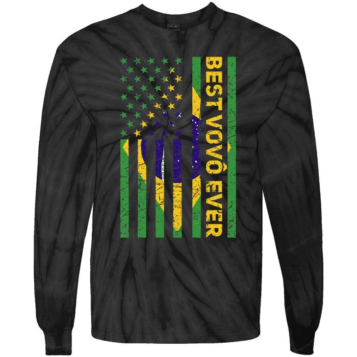 Best Vovô Brazil American Flag Tie-Dye Long Sleeve Shirt