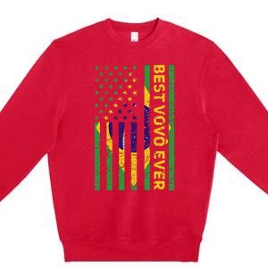 Best Vovô Brazil American Flag Premium Crewneck Sweatshirt