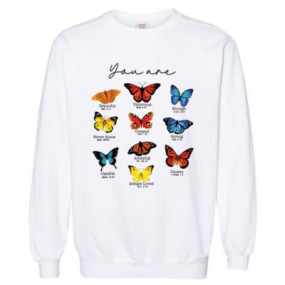 Bible Verse Christian Scripture Watercolor Butterfly Psalm Garment-Dyed Sweatshirt