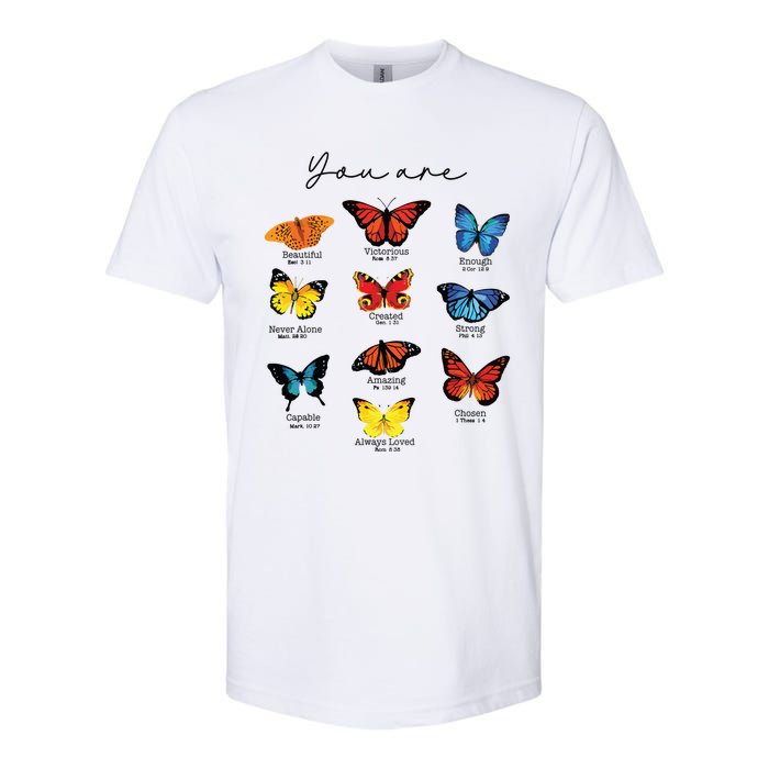 Bible Verse Christian Scripture Watercolor Butterfly Psalm Softstyle CVC T-Shirt