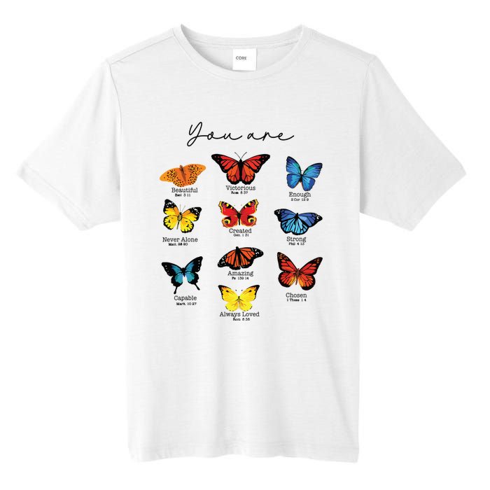 Bible Verse Christian Scripture Watercolor Butterfly Psalm Tall Fusion ChromaSoft Performance T-Shirt