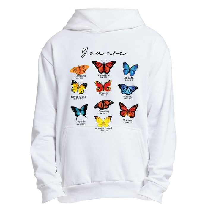 Bible Verse Christian Scripture Watercolor Butterfly Psalm Urban Pullover Hoodie