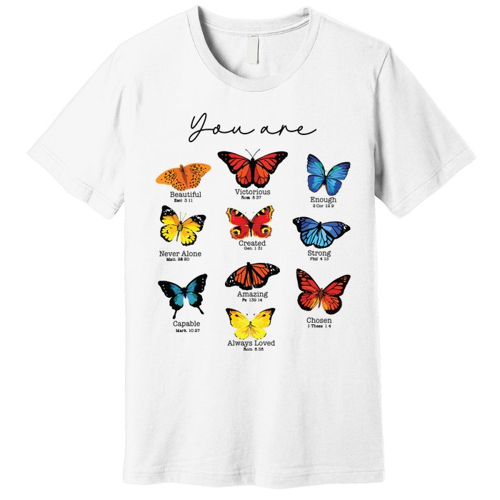 Bible Verse Christian Scripture Watercolor Butterfly Psalm Premium T-Shirt