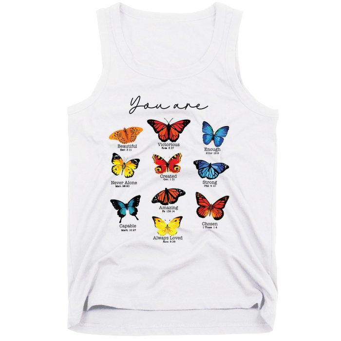 Bible Verse Christian Scripture Watercolor Butterfly Psalm Tank Top