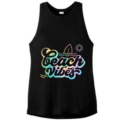 Beach Vibes Colorful Ocean Ladies PosiCharge Tri-Blend Wicking Tank