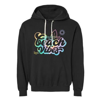 Beach Vibes Colorful Ocean Garment-Dyed Fleece Hoodie