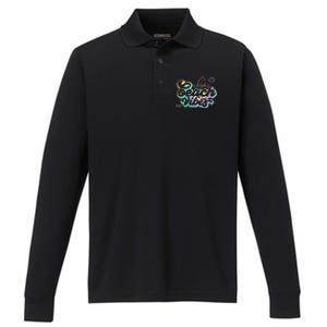 Beach Vibes Colorful Ocean Performance Long Sleeve Polo