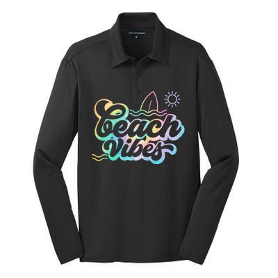 Beach Vibes Colorful Ocean Silk Touch Performance Long Sleeve Polo