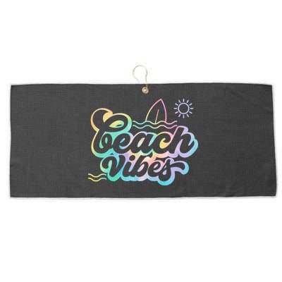 Beach Vibes Colorful Ocean Large Microfiber Waffle Golf Towel