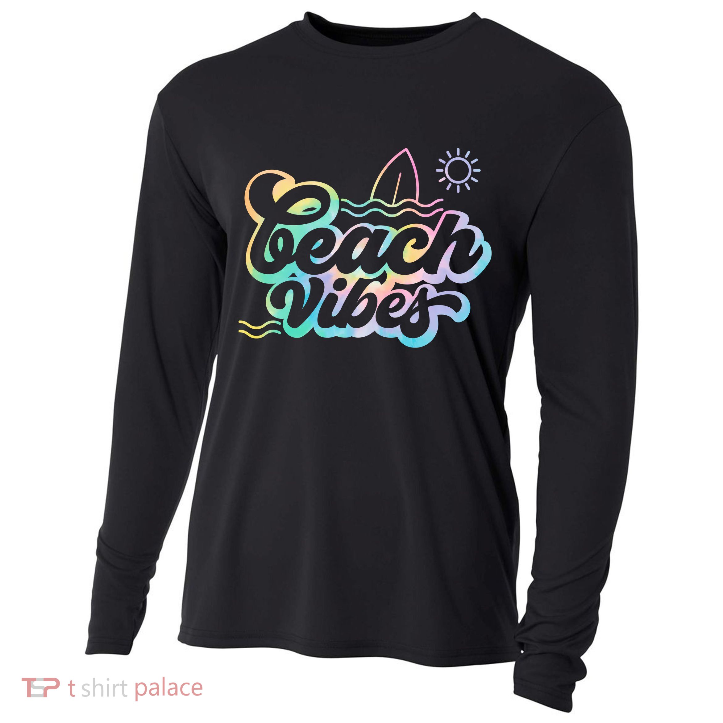 Beach Vibes Colorful Ocean Cooling Performance Long Sleeve Crew