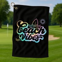 Beach Vibes Colorful Ocean Golf Towel