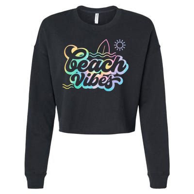 Beach Vibes Colorful Ocean Cropped Pullover Crew