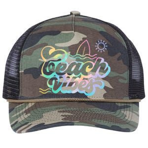 Beach Vibes Colorful Ocean Retro Rope Trucker Hat Cap