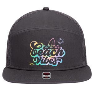 Beach Vibes Colorful Ocean 7 Panel Mesh Trucker Snapback Hat