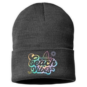 Beach Vibes Colorful Ocean Sustainable Knit Beanie