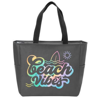Beach Vibes Colorful Ocean Zip Tote Bag
